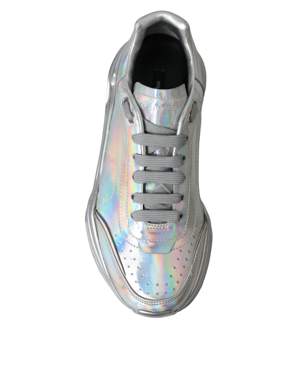 Dolce & Gabbana Silver Iridescent DAYMASTER Leather Sneakers Shoes - EU39/US8.5 - Sneakers