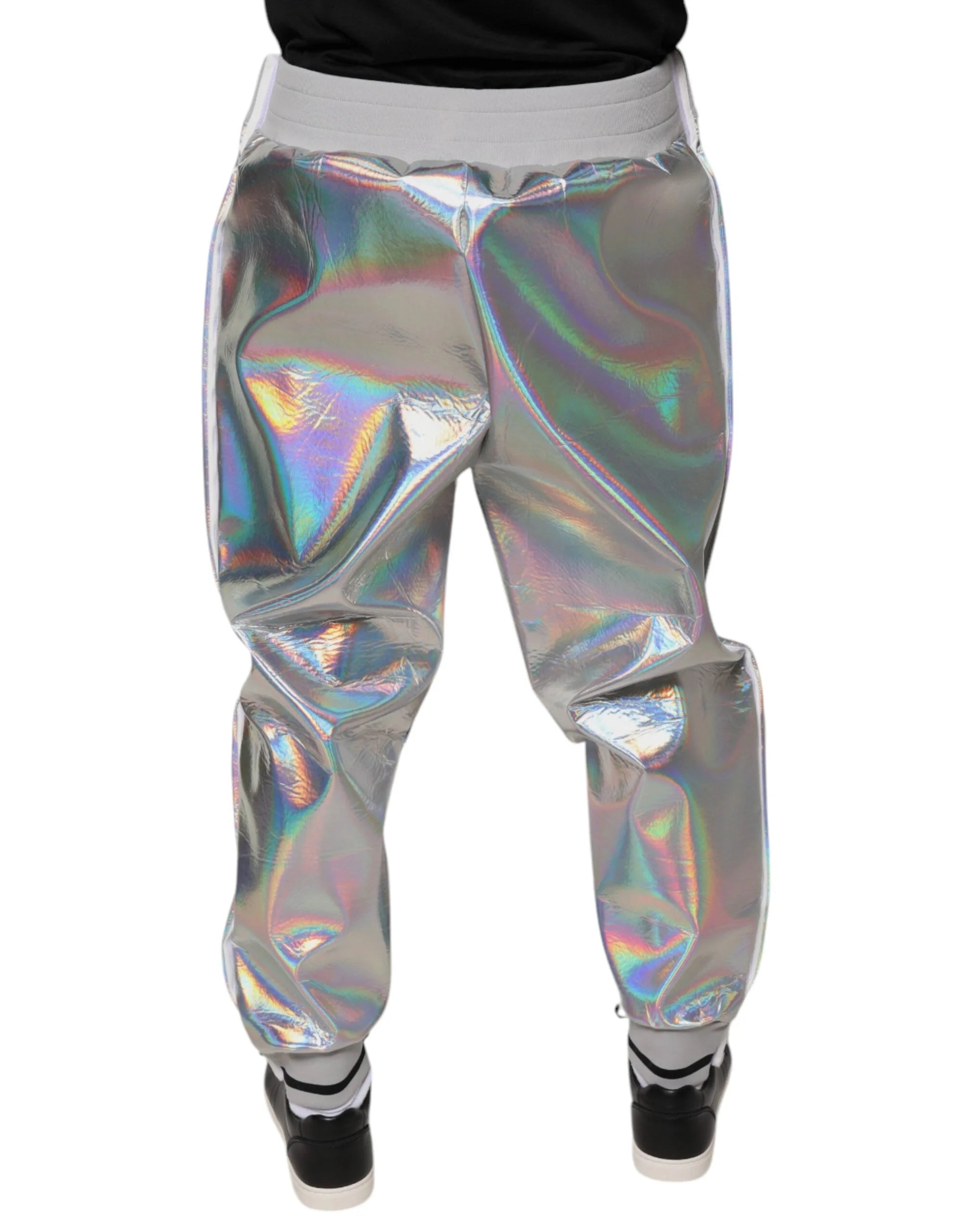 Dolce & Gabbana Silver Iridescent Men Jogger Sweatpants Pants - Joggers