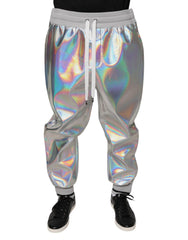 Dolce & Gabbana Silver Iridescent Men Jogger Sweatpants Pants - Joggers