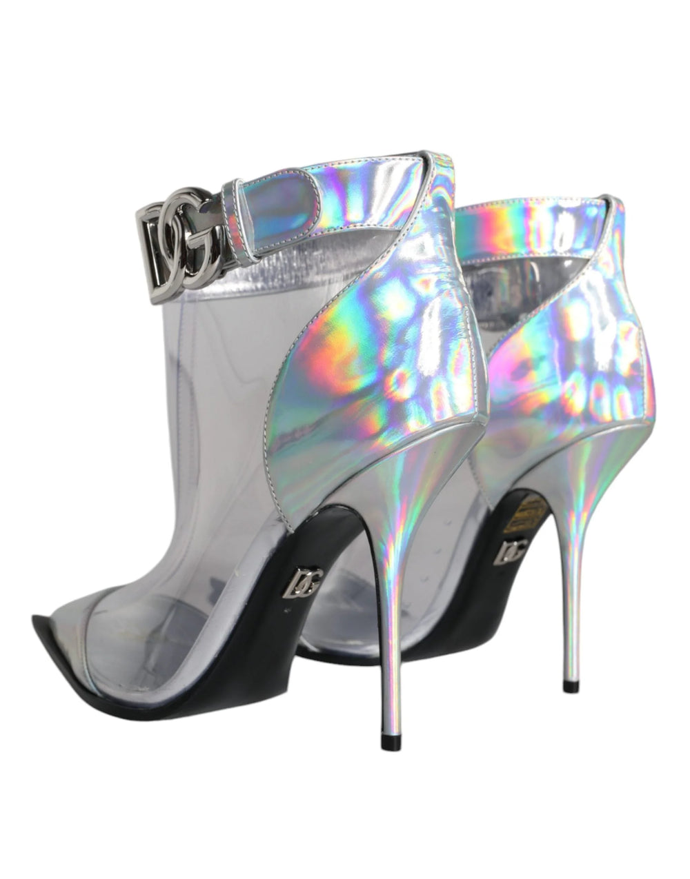 Dolce & Gabbana Silver Iridescent PVC Pointed Short Boots Shoes - Boots