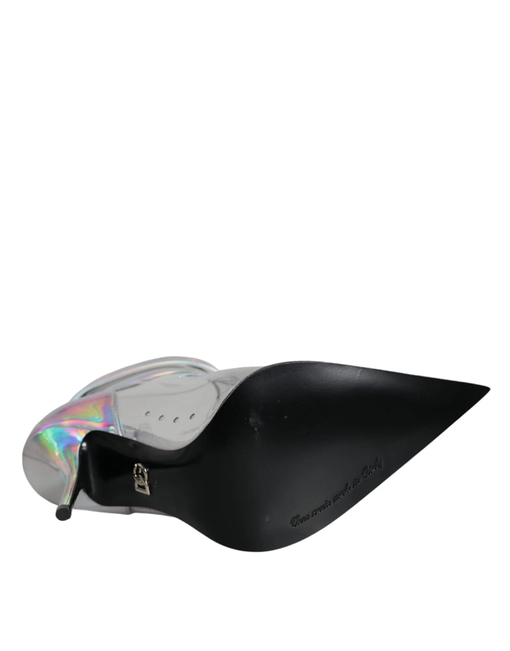 Dolce & Gabbana Silver Iridescent PVC Pointed Short Boots Shoes - Boots