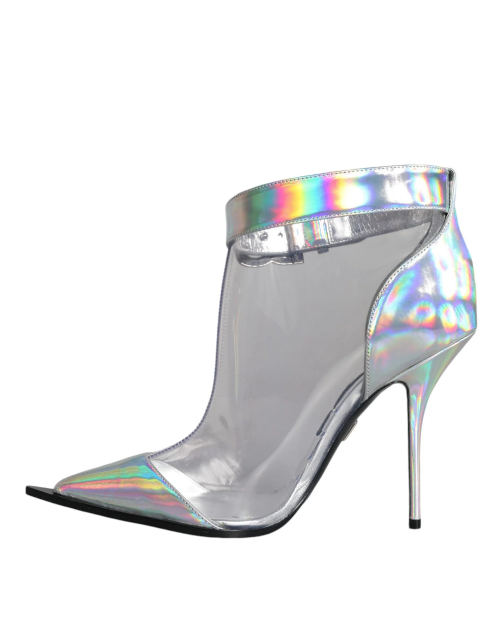 Dolce & Gabbana Silver Iridescent PVC Pointed Short Boots Shoes - Boots