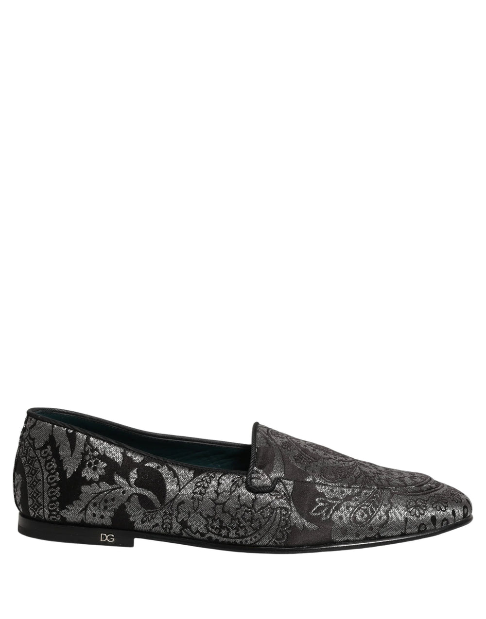 Dolce & Gabbana Silver Jacquard Leather Slip On Loafers Shoes - EU44/US11
