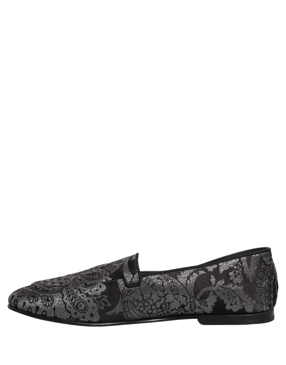Dolce & Gabbana Silver Jacquard Leather Slip On Loafers Shoes - EU44/US11