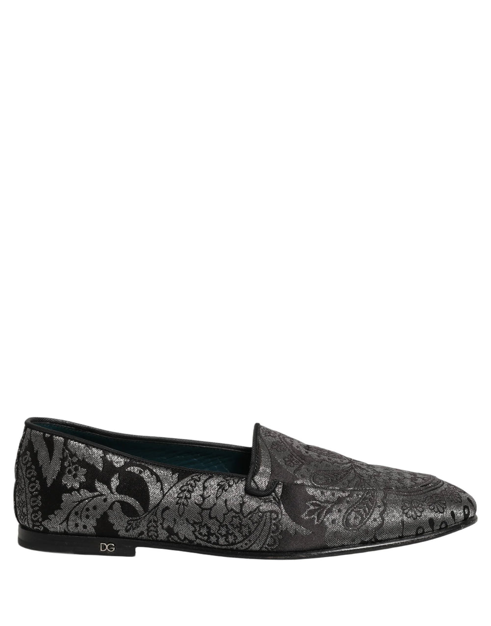 Dolce & Gabbana Silver Jacquard Leather Slip On Loafers Shoes - EU42/US9
