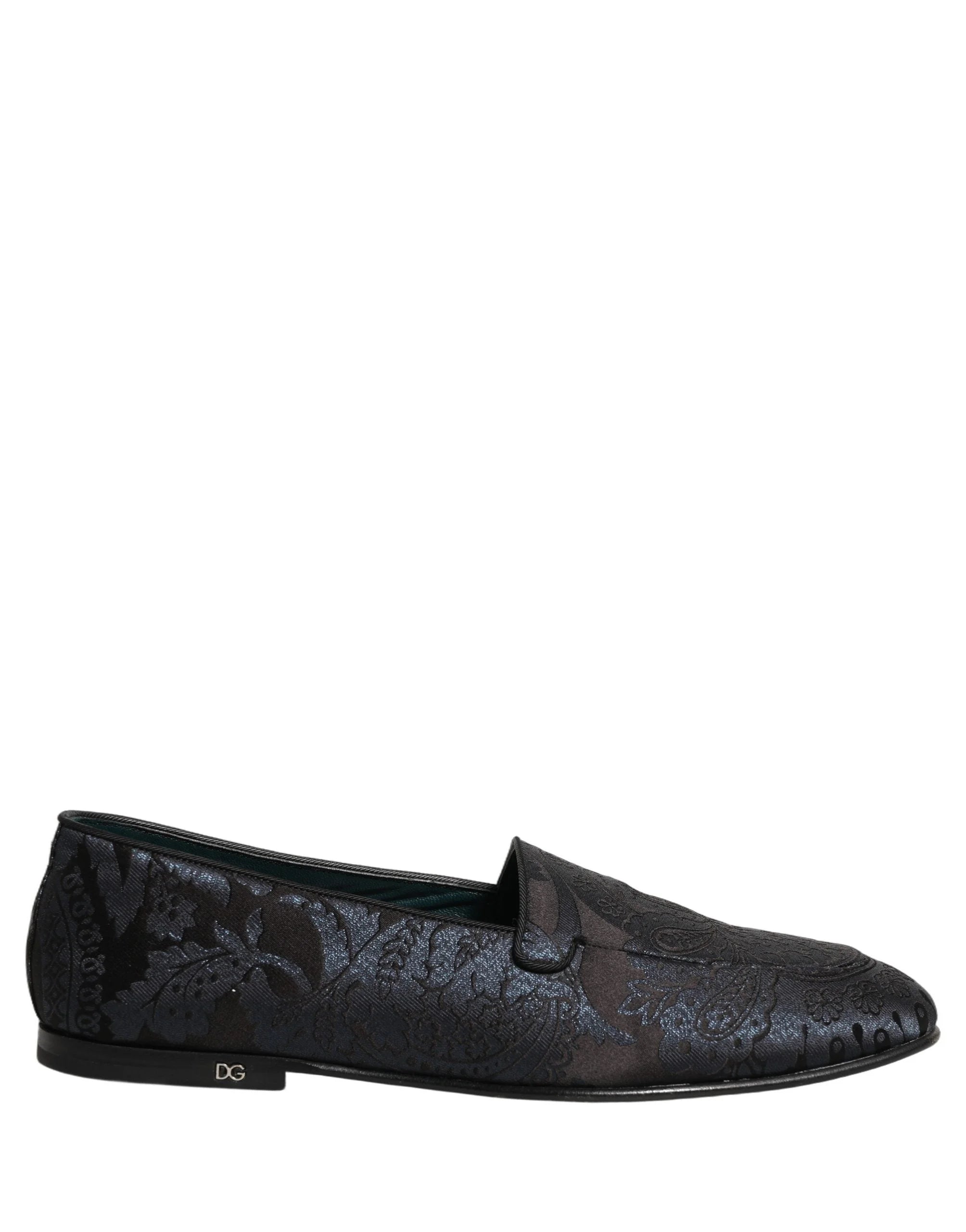 Dolce & Gabbana Silver Jacquard Leather Slip On Loafers Shoes - EU42/US9