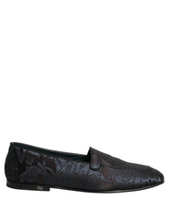 Dolce & Gabbana Silver Jacquard Leather Slip On Loafers Shoes - EU42/US9