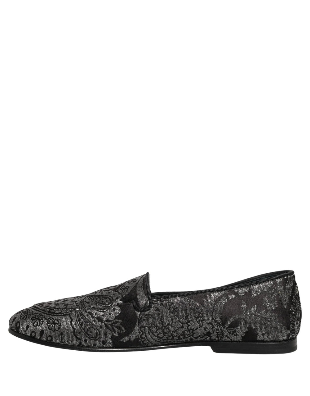 Dolce & Gabbana Silver Jacquard Leather Slip On Loafers Shoes - EU42/US9