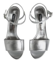 Dolce & Gabbana Silver KEIRA Heels Ankle Strap Sandals Shoes - EU35/US4.5 - Sandals