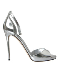 Dolce & Gabbana Silver KEIRA Leather Heels Sandals Shoes - EU40/US9.5 - Sandals