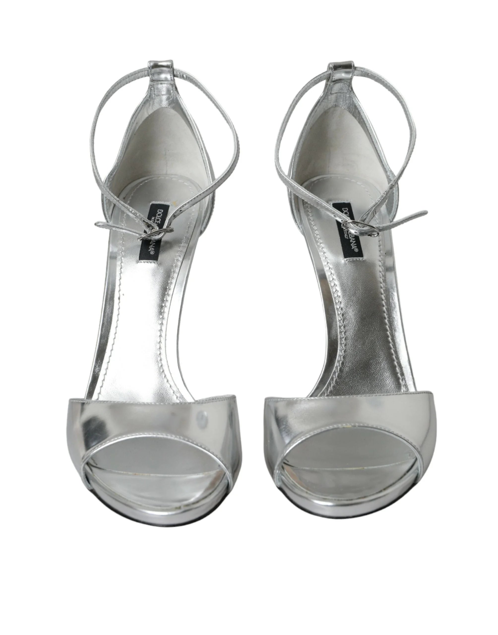 Dolce & Gabbana Silver KEIRA Leather Heels Sandals Shoes - EU40/US9.5