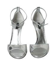 Dolce & Gabbana Silver KEIRA Leather Heels Sandals Shoes - EU40/US9.5