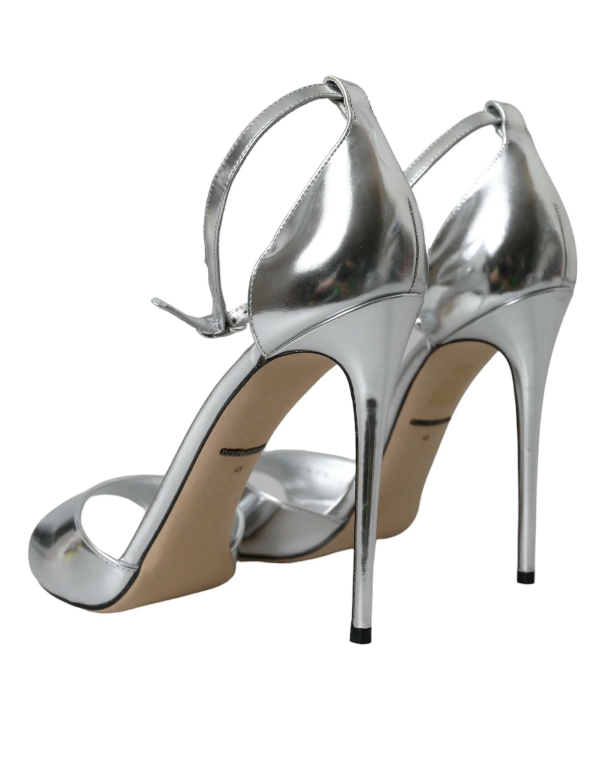 Dolce & Gabbana Silver KEIRA Leather Heels Sandals Shoes - EU40/US9.5 - Sandals