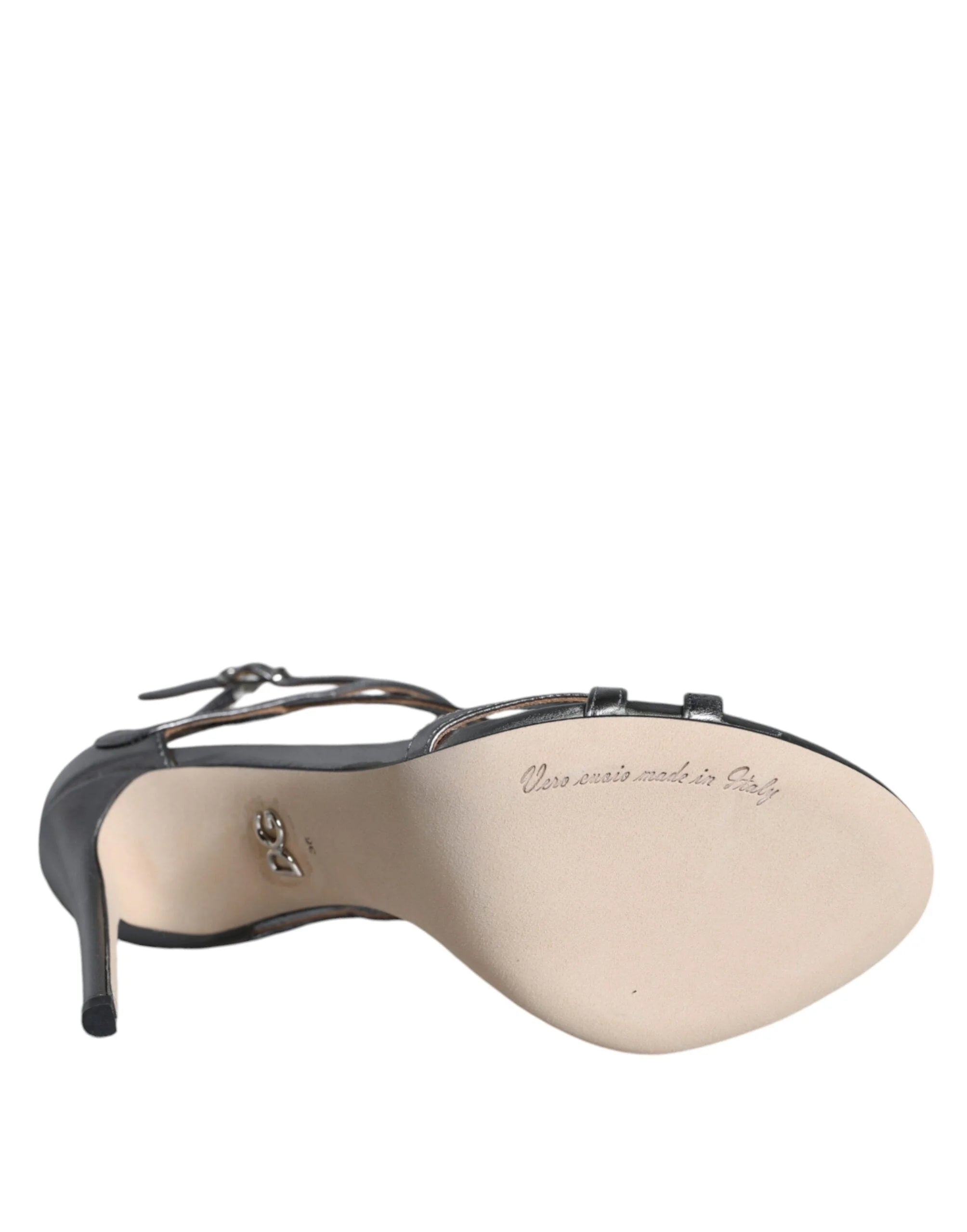 Dolce & Gabbana Silver Keira Leather Heels Sandals Shoes - EU40/US9.5