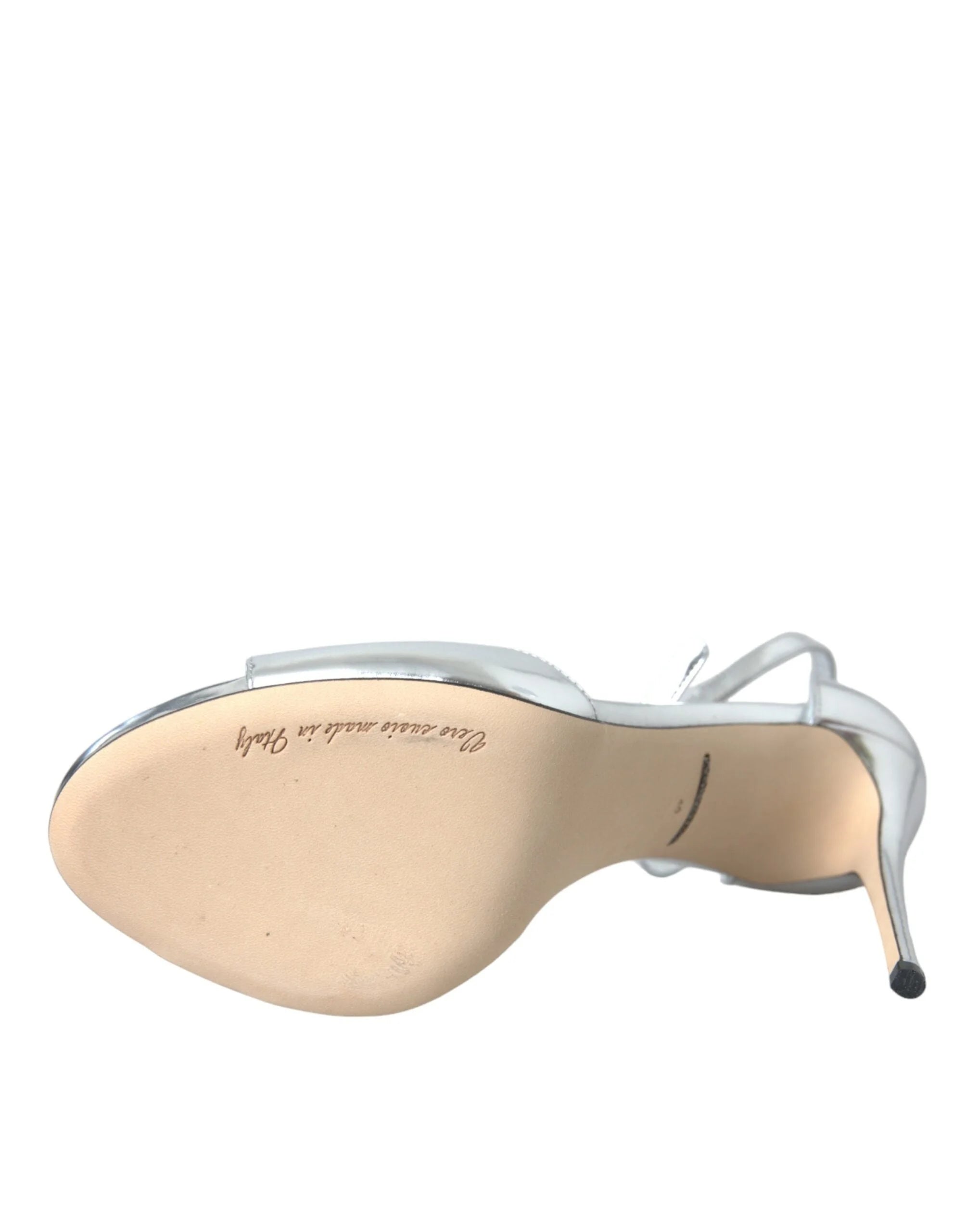 Dolce & Gabbana Silver KEIRA Leather Heels Sandals Shoes - EU40/US9.5 - Sandals