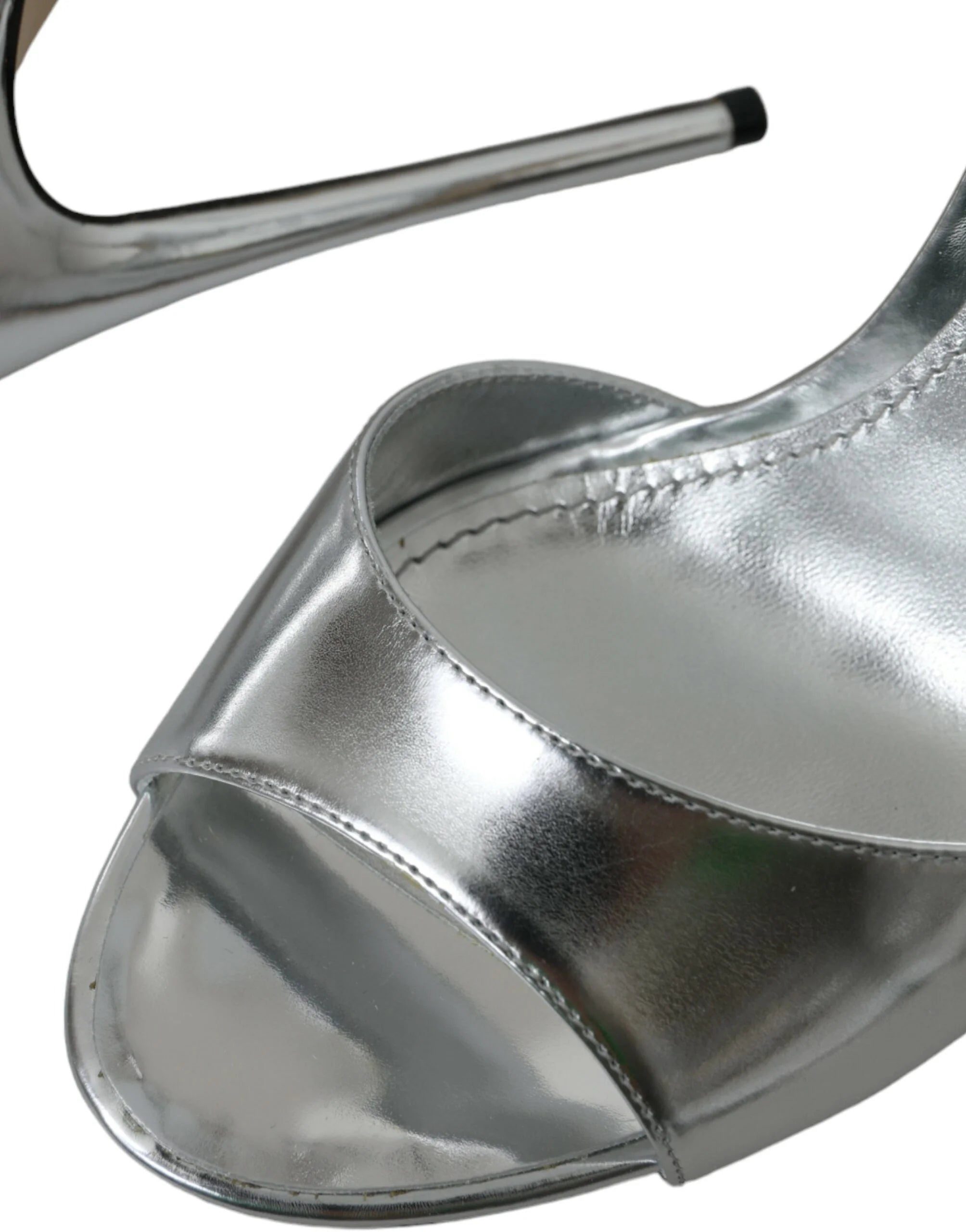 Dolce & Gabbana Silver KEIRA Leather Heels Sandals Shoes - EU40/US9.5
