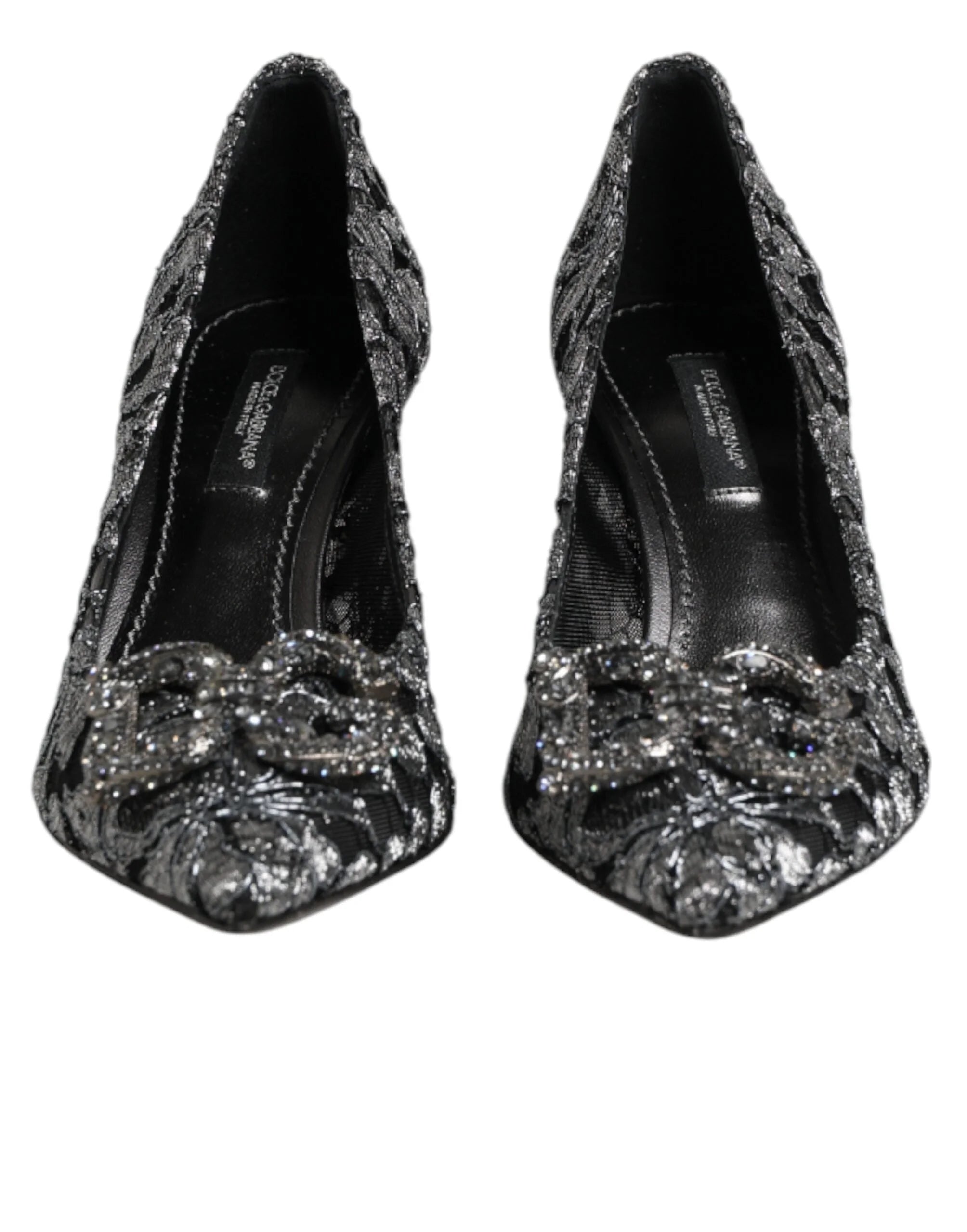 Dolce & Gabbana Silver Lace DG Amore Heels Pumps Shoes - EU35.5/US5