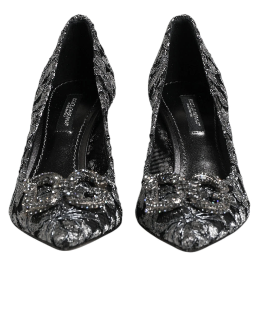 Dolce & Gabbana Silver Lace DG Amore Heels Pumps Shoes - EU35.5/US5