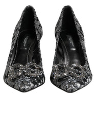 Dolce & Gabbana Silver Lace DG Amore Heels Pumps Shoes - EU35.5/US5