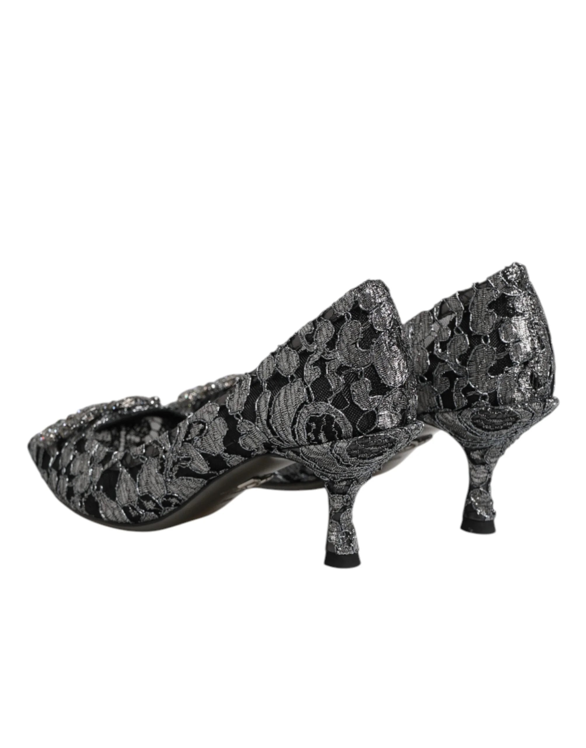 Dolce & Gabbana Silver Lace DG Amore Heels Pumps Shoes - EU35.5/US5