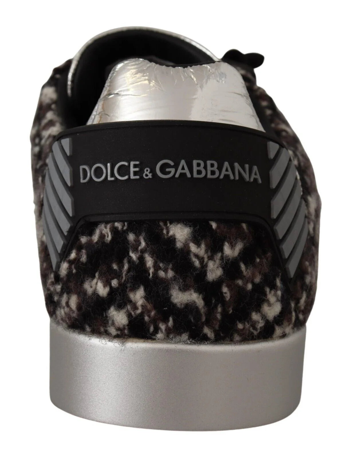 Dolce & Gabbana Silver Leather Brown Cotton Wool Sneakers Shoes - EU44/US11 - Sneakers