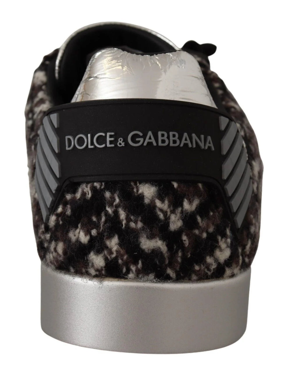 Dolce & Gabbana Silver Leather Brown Cotton Wool Sneakers Shoes - EU44/US11 - Sneakers