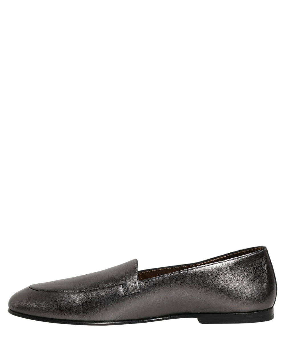Dolce & Gabbana Silver Leather DG Logo Slip On Loafers Shoes - EU42/US9