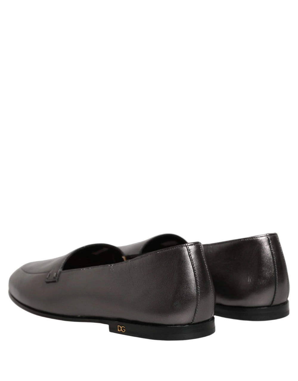 Dolce & Gabbana Silver Leather DG Logo Slip On Loafers Shoes - EU42/US9