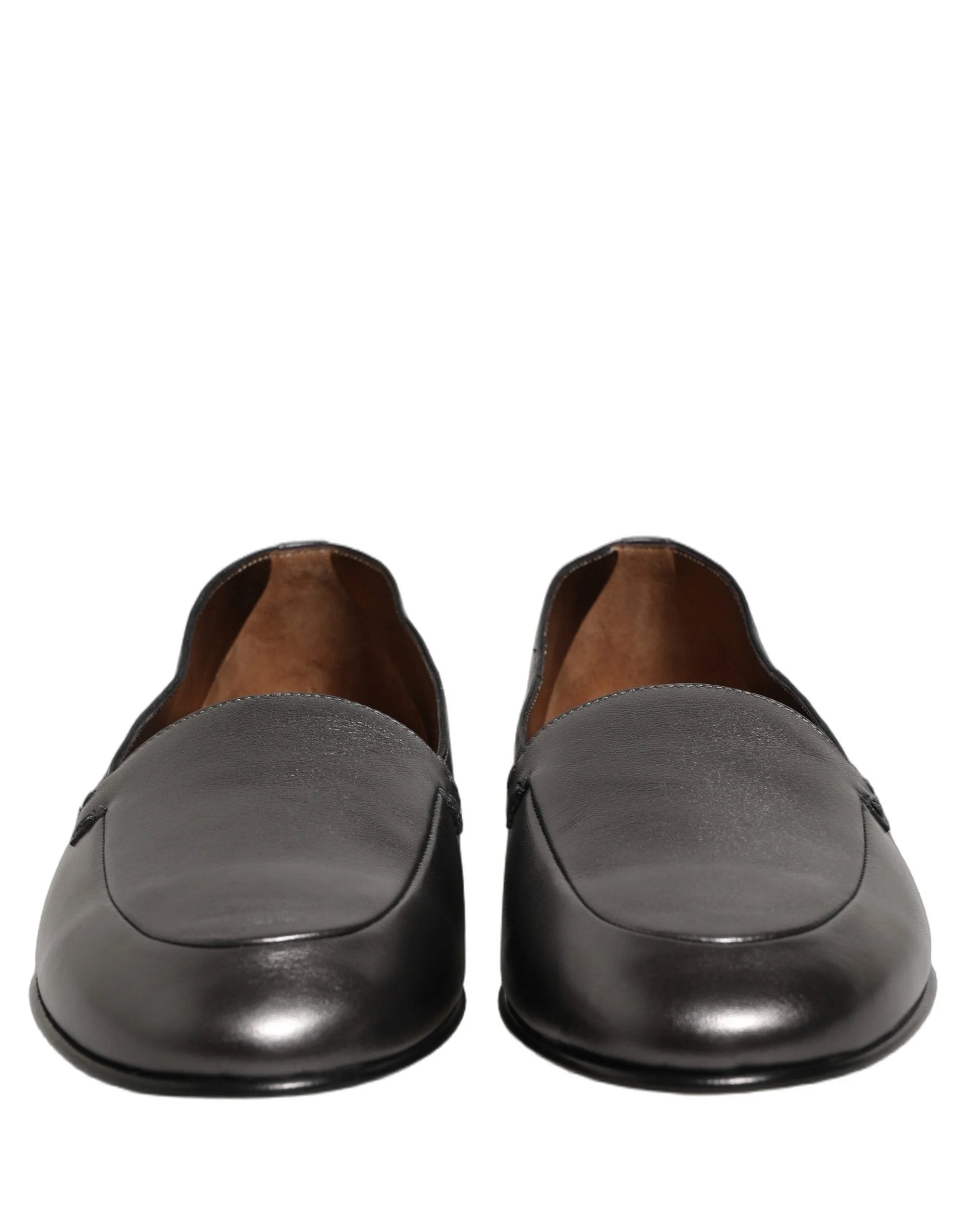 Dolce & Gabbana Silver Leather DG Logo Slip On Loafers Shoes - EU42/US9
