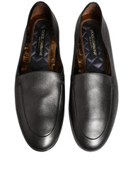 Dolce & Gabbana Silver Leather DG Logo Slip On Loafers Shoes - EU43/US10