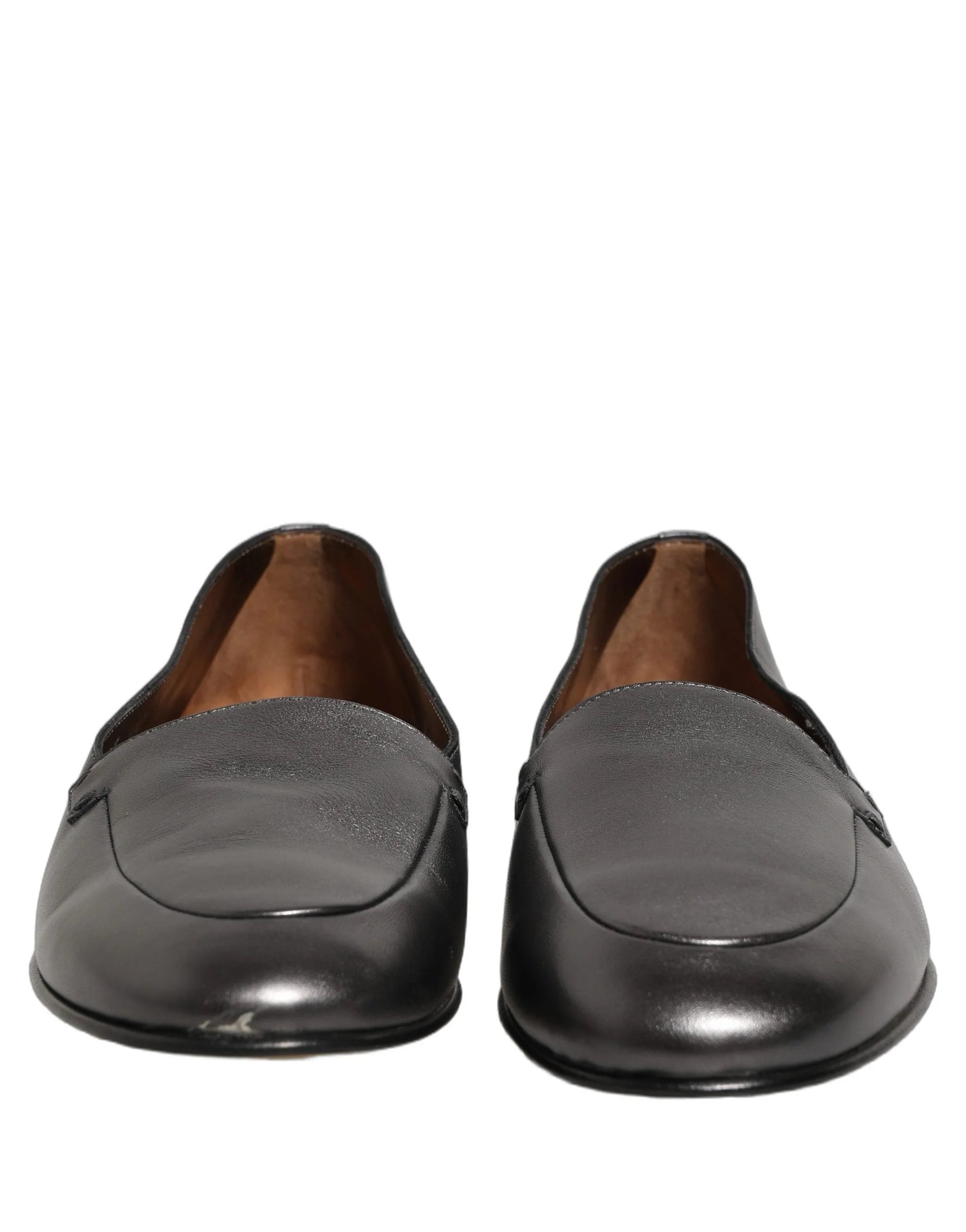 Dolce & Gabbana Silver Leather DG Logo Slip On Loafers Shoes - EU43/US10