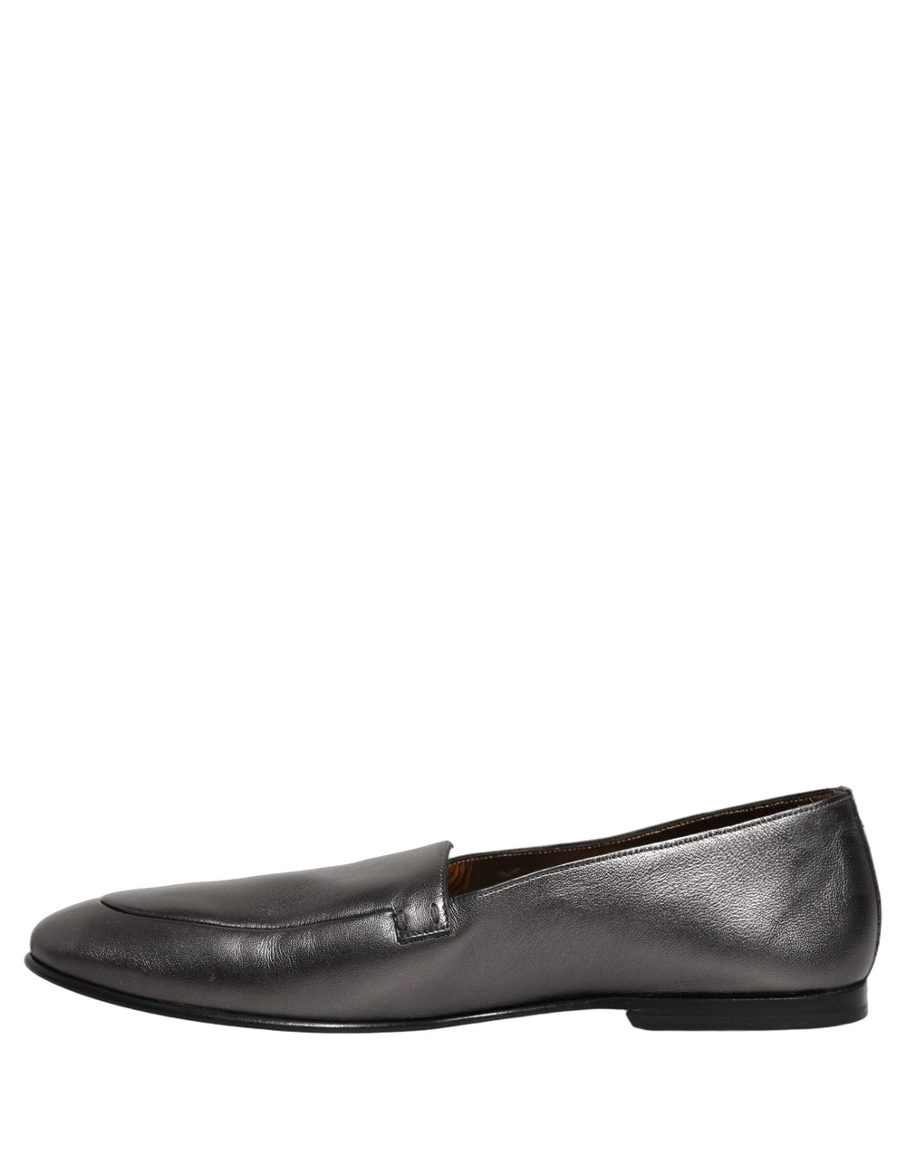 Dolce & Gabbana Silver Leather DG Logo Slip On Loafers Shoes - EU43/US10