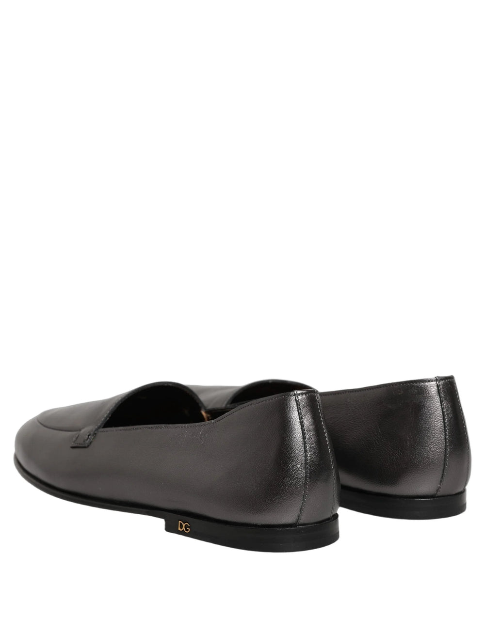 Dolce & Gabbana Silver Leather DG Logo Slip On Loafers Shoes - EU43/US10