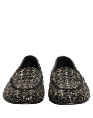 Dolce & Gabbana Silver Leather Logo Slip On Loafers Shoes - EU44/US11
