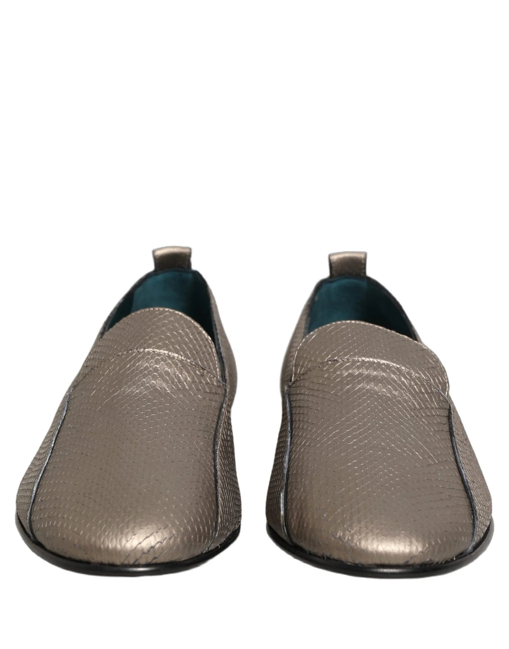 Mocasines Dolce & Gabbana de piel plateada con logo - EU44/US11