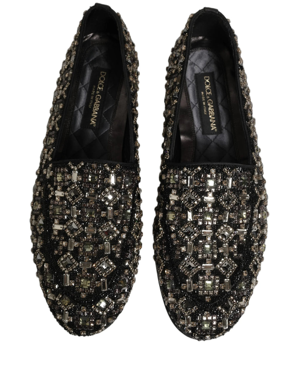 Dolce & Gabbana Silver Leather Logo Slip On Loafers Shoes - EU44/US11
