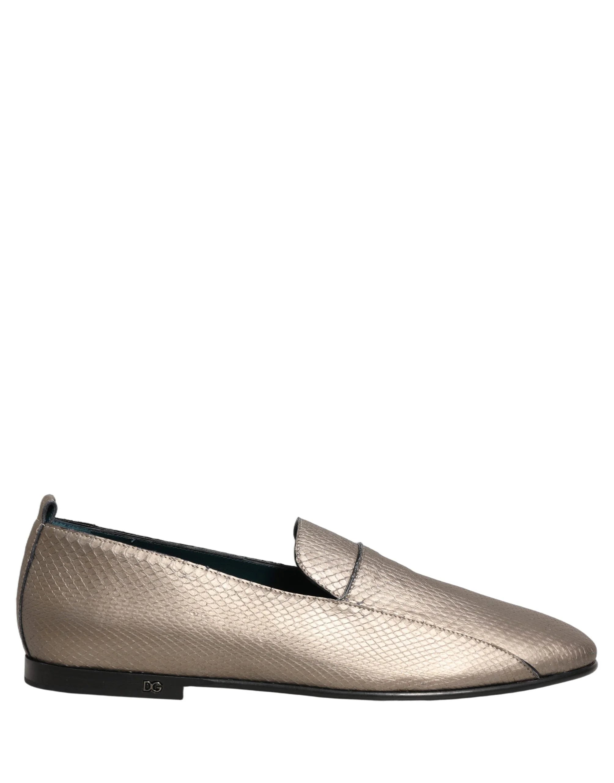 Mocasines Dolce & Gabbana de piel plateada con logo - EU44/US11