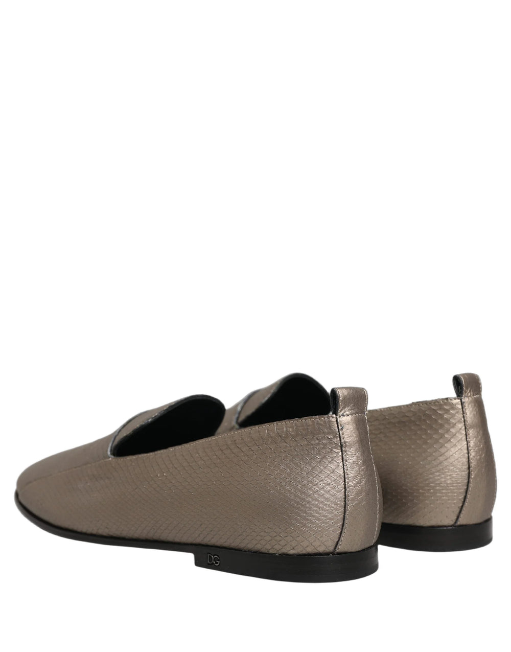 Mocasines Dolce & Gabbana de piel plateada con logo - EU44/US11