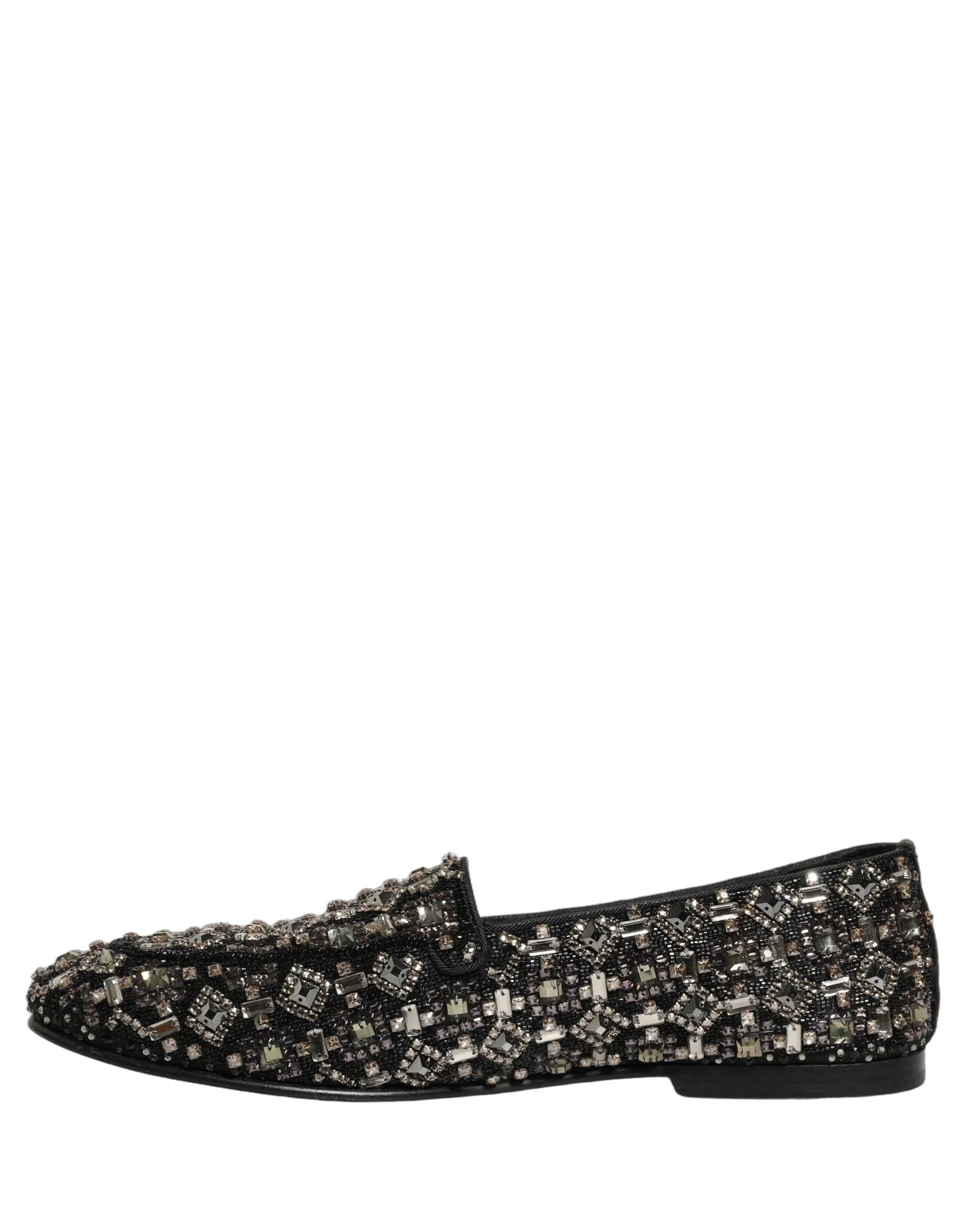 Dolce & Gabbana Silver Leather Logo Slip On Loafers Shoes - EU44/US11