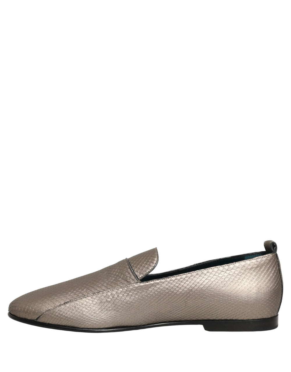 Mocasines Dolce & Gabbana de piel plateada con logo - EU44/US11