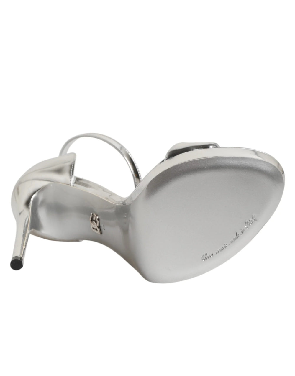 Dolce & Gabbana Silver Leather Platform Keira Sandals Shoes - Sandals