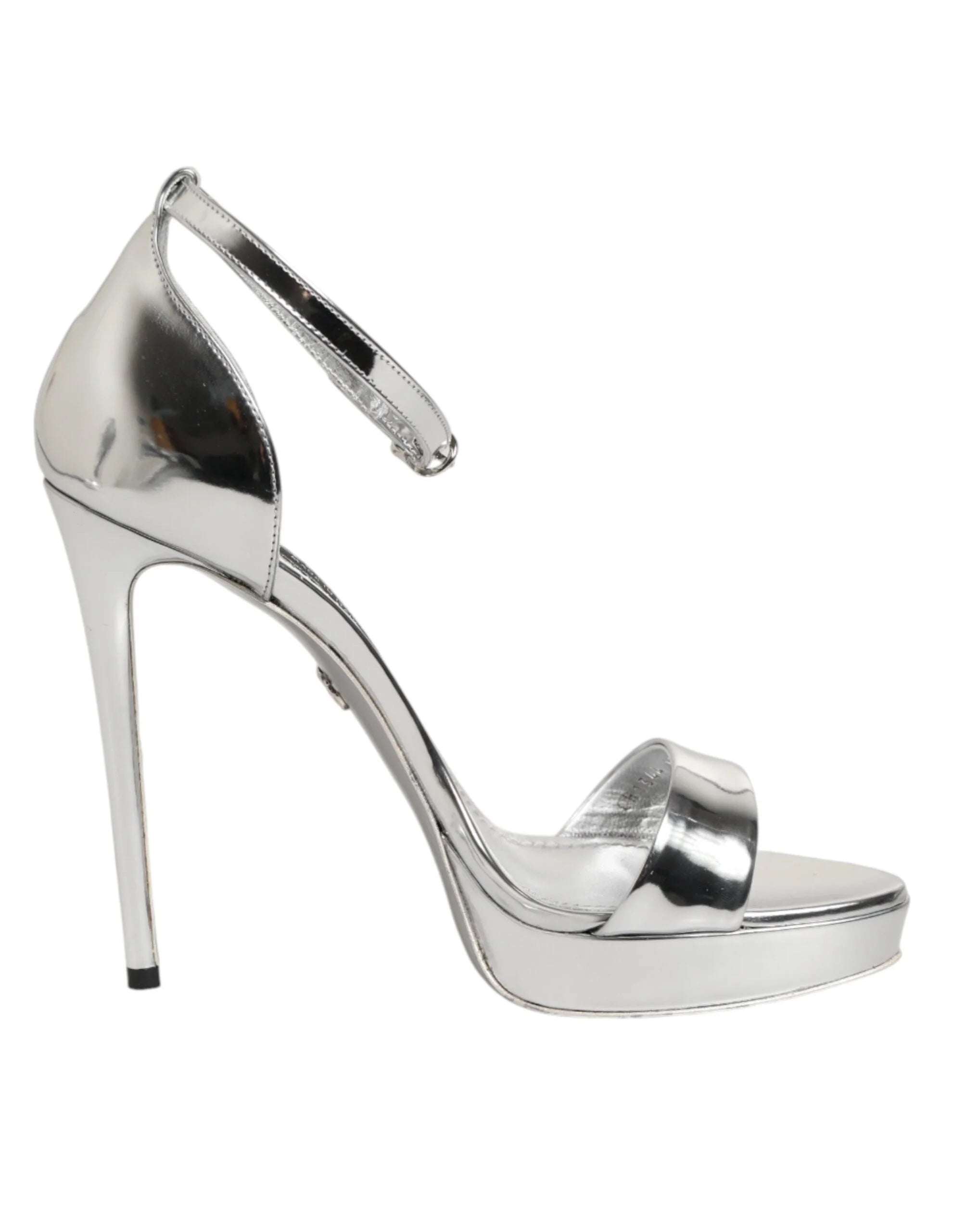 Dolce & Gabbana Silver Leather Platform Keira Sandals Shoes - Sandals