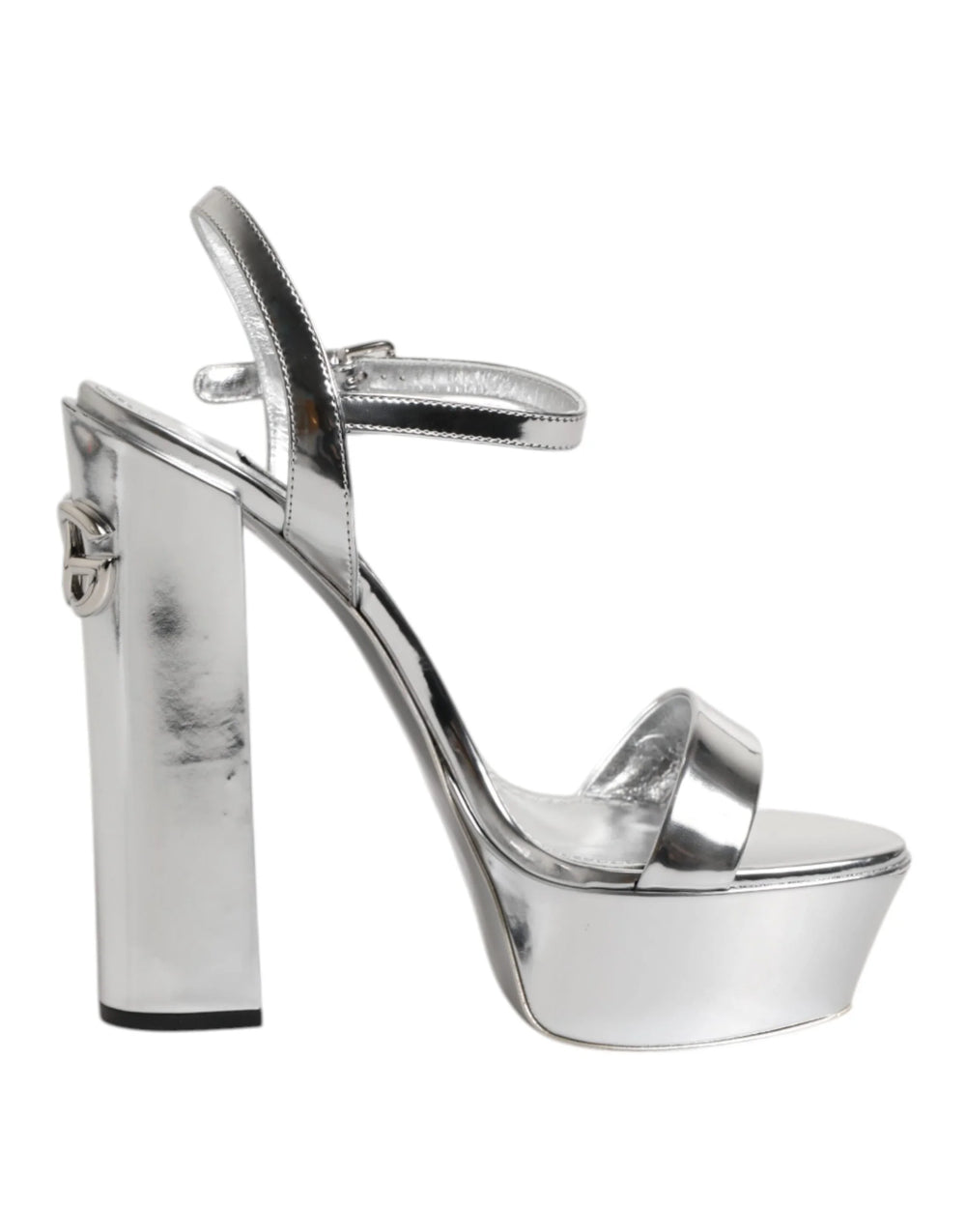 Dolce & Gabbana Silver Leather Platform Keira Sandals Shoes - EU39/US8.5 - Sandals