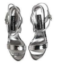 Dolce & Gabbana Silver Leather Platform Keira Sandals Shoes - EU39/US8.5 - Sandals