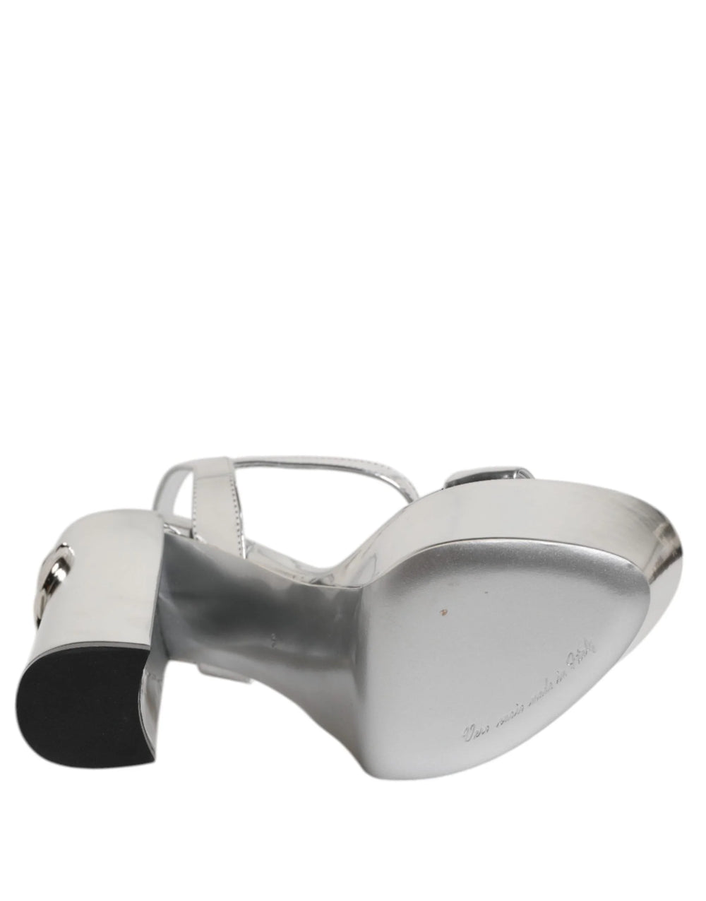 Dolce & Gabbana Silver Leather Platform Keira Sandals Shoes - EU39/US8.5 - Sandals