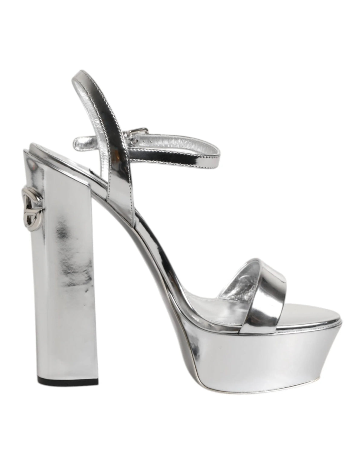 Dolce & Gabbana Silver Leather Platform Keira Sandals Shoes - EU39/US8.5 - Sandals