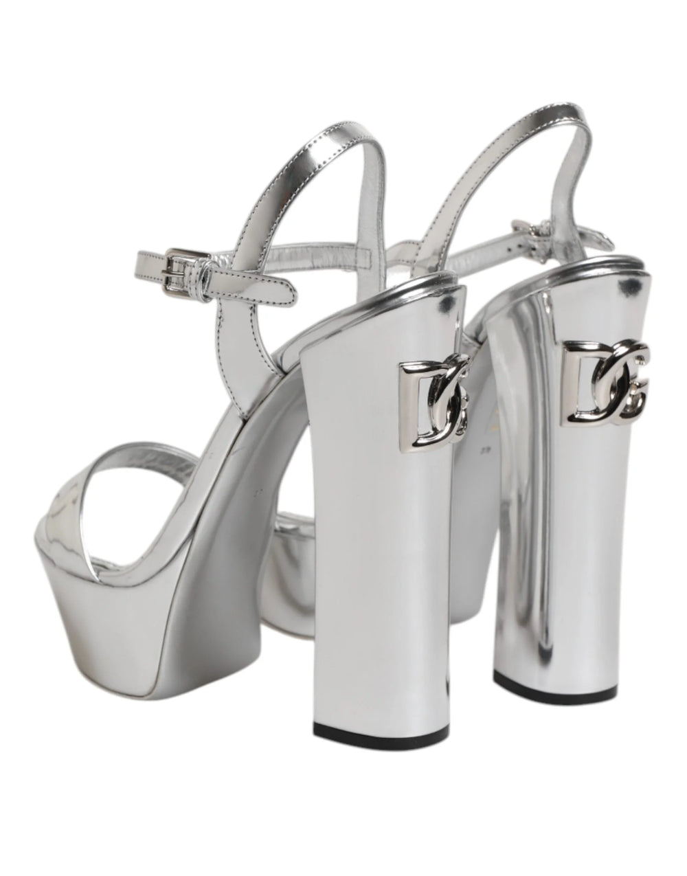 Dolce & Gabbana Silver Leather Platform Keira Sandals Shoes - EU39/US8.5 - Sandals