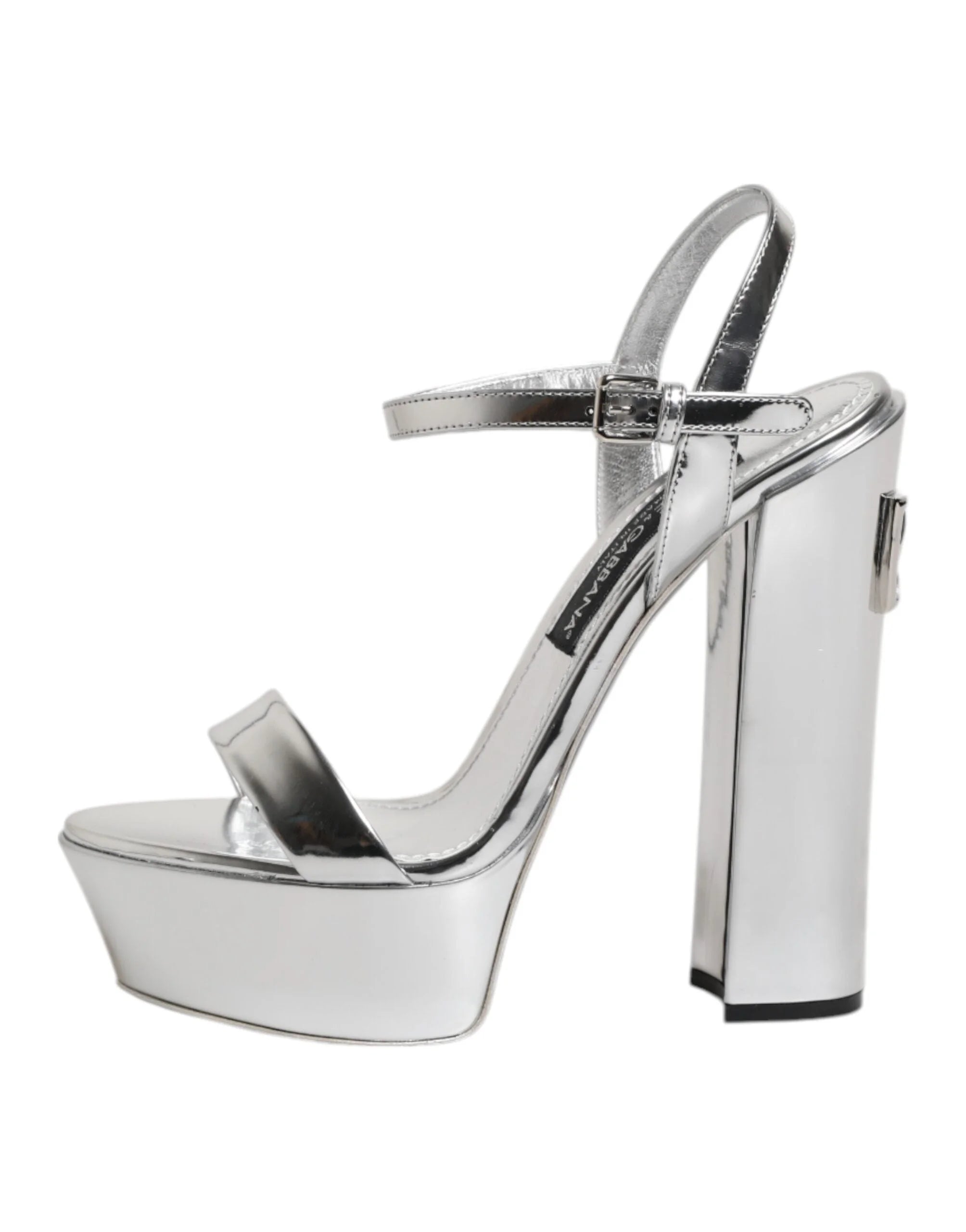 Dolce & Gabbana Silver Leather Platform Keira Sandals Shoes - EU39/US8.5 - Sandals