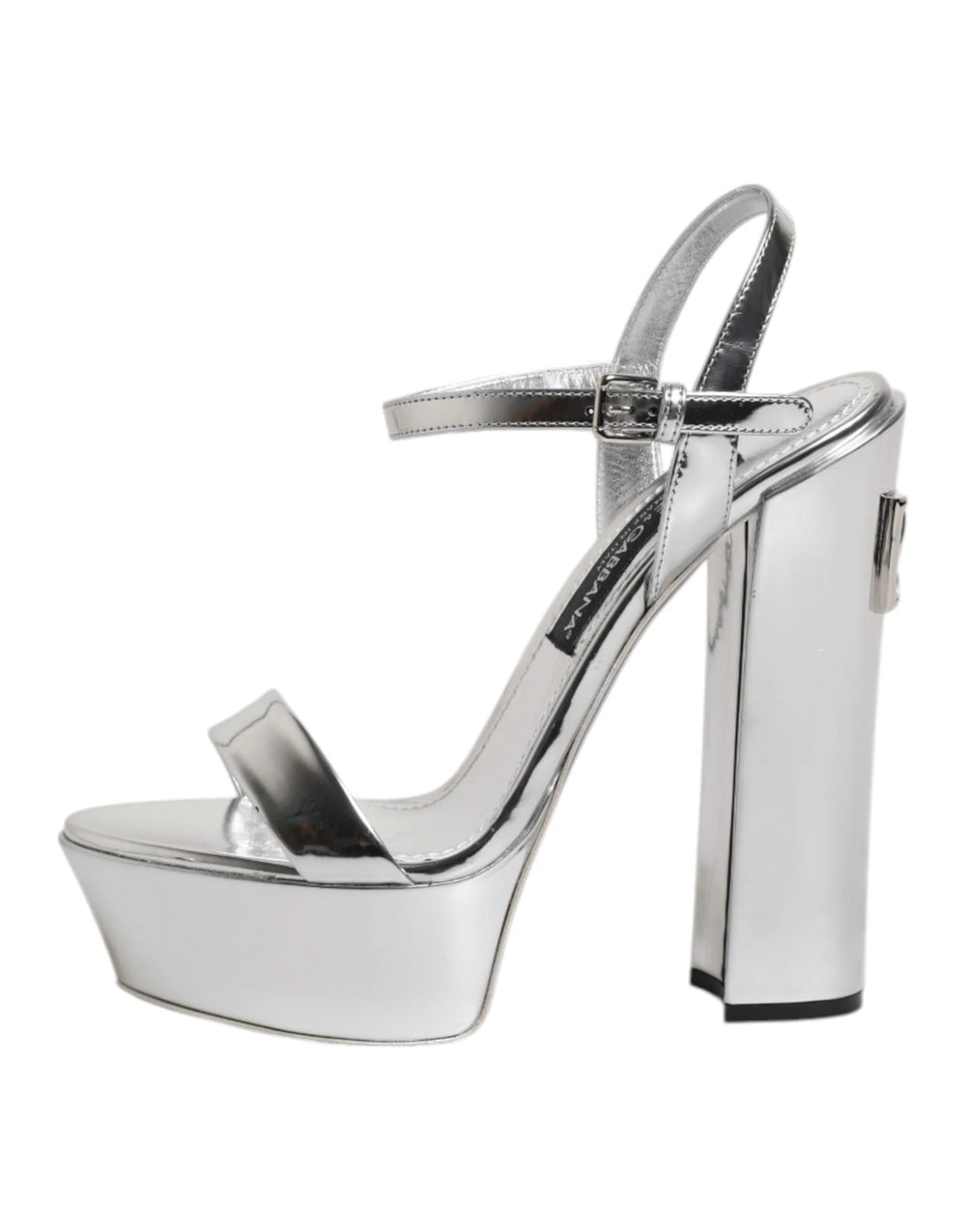 Dolce & Gabbana Silver Leather Platform Keira Sandals Shoes - EU39/US8.5 - Sandals