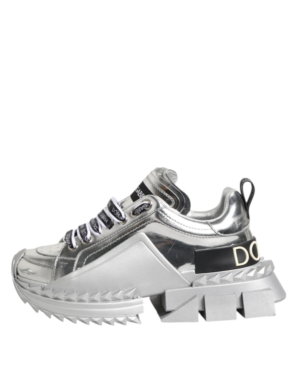 Dolce & Gabbana Silver Leather Super Queen Sneakers Shoes - EU35/US4.5